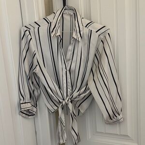 Cloud Chaser Black and White Striped Button-Down Shirt